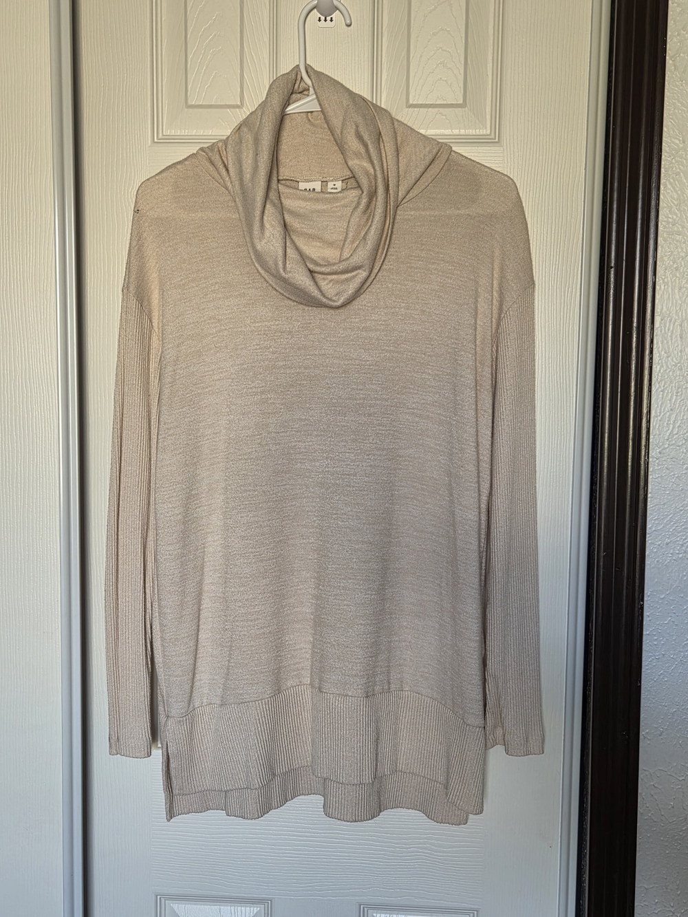 GAP Light Beige Cowl Neck Tunic Sweater